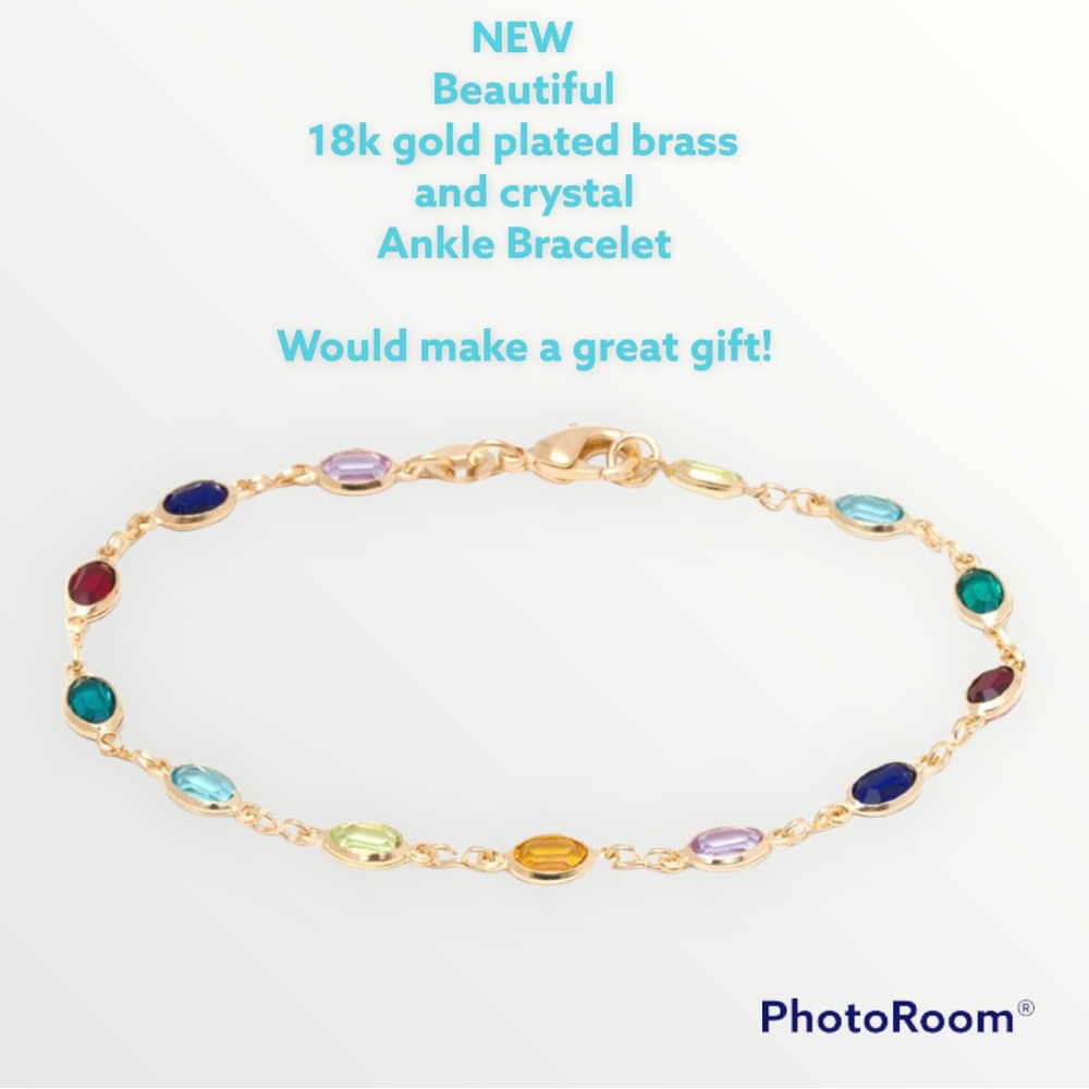 NEW Barzel Crystal/18k Gold Plated Ankle Bracelet
